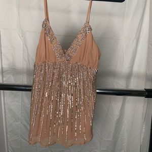 French Connection Sequin Blush Tank Blouse